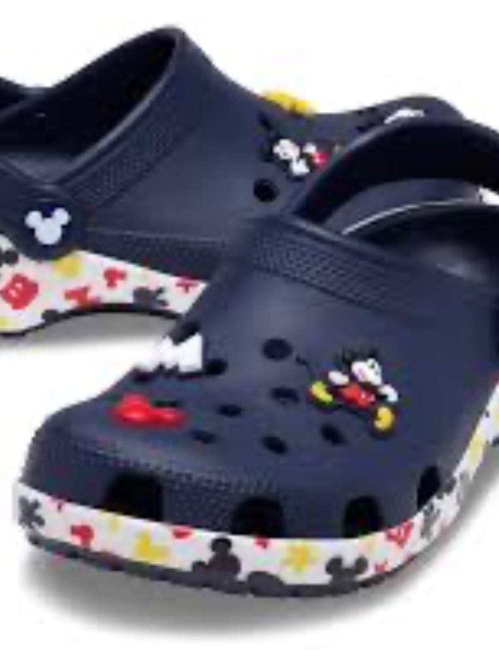 Crocs Kids Classic Clogs Size C10 Navy Blue with Disney Mickey Mouse Charms